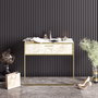 Hanah Home Polka - Aparador Blanco con Patrón de Mármol Dorado